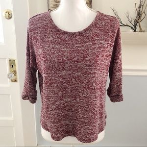 Chloe K Red and Gray Knit Top